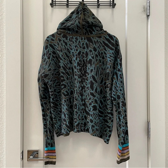 Lisa Todd Women's Blue Long Sleeve Animal-Print Hoodie Sweater Size L - Picture 4 of 10